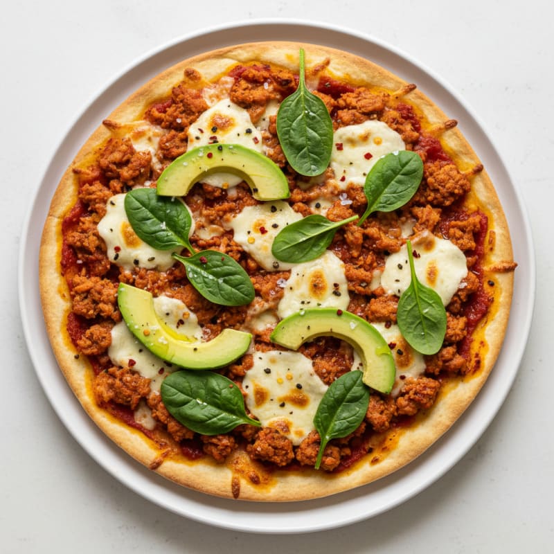 Spicy Ground Chicken Low-Carb Pizza