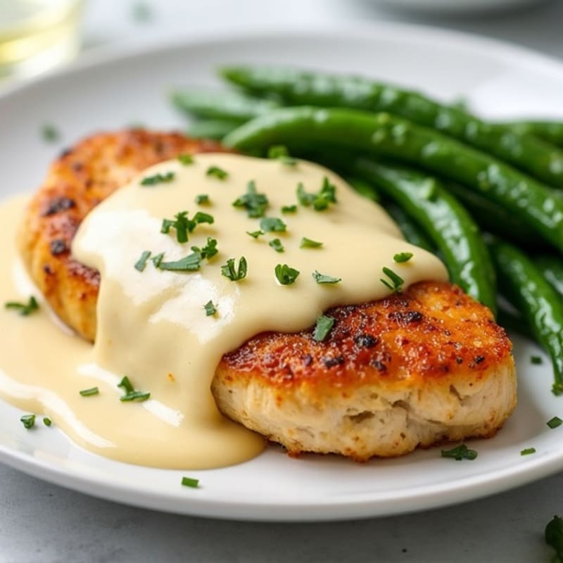Creamy Parmesan Chicken with Roasted Green Beans