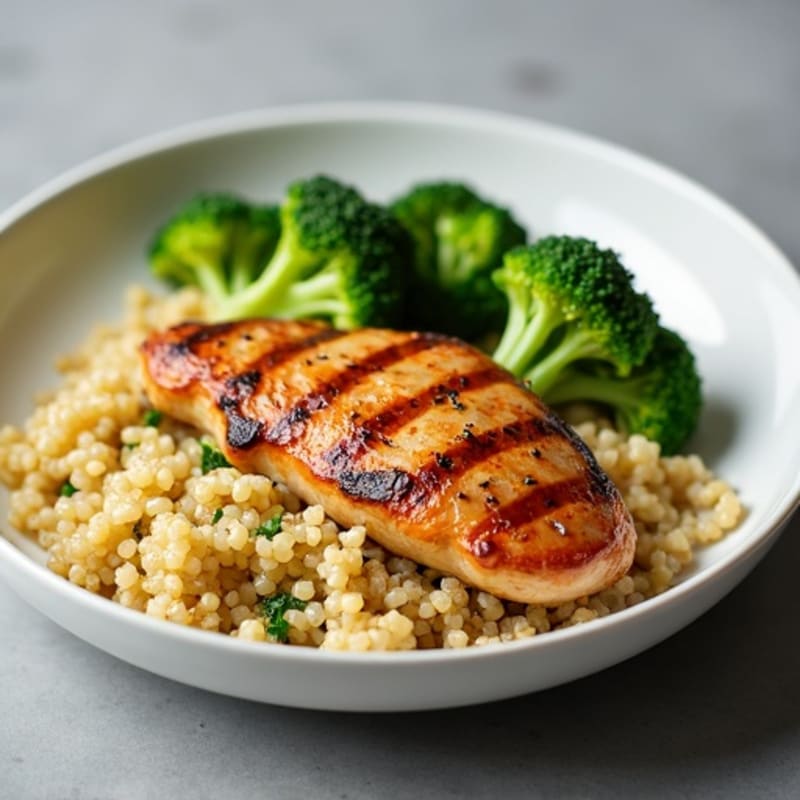 Grilled Chicken Breast with Quinoa and Steamed Broccoli