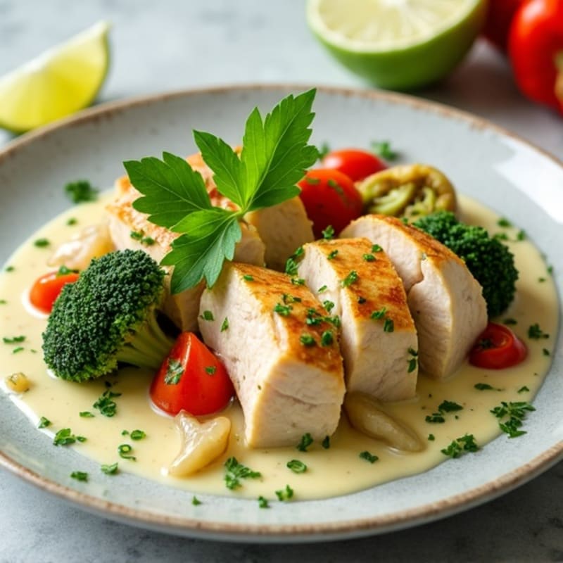 Creamy Coconut Green Chicken with Fresh Vegetables