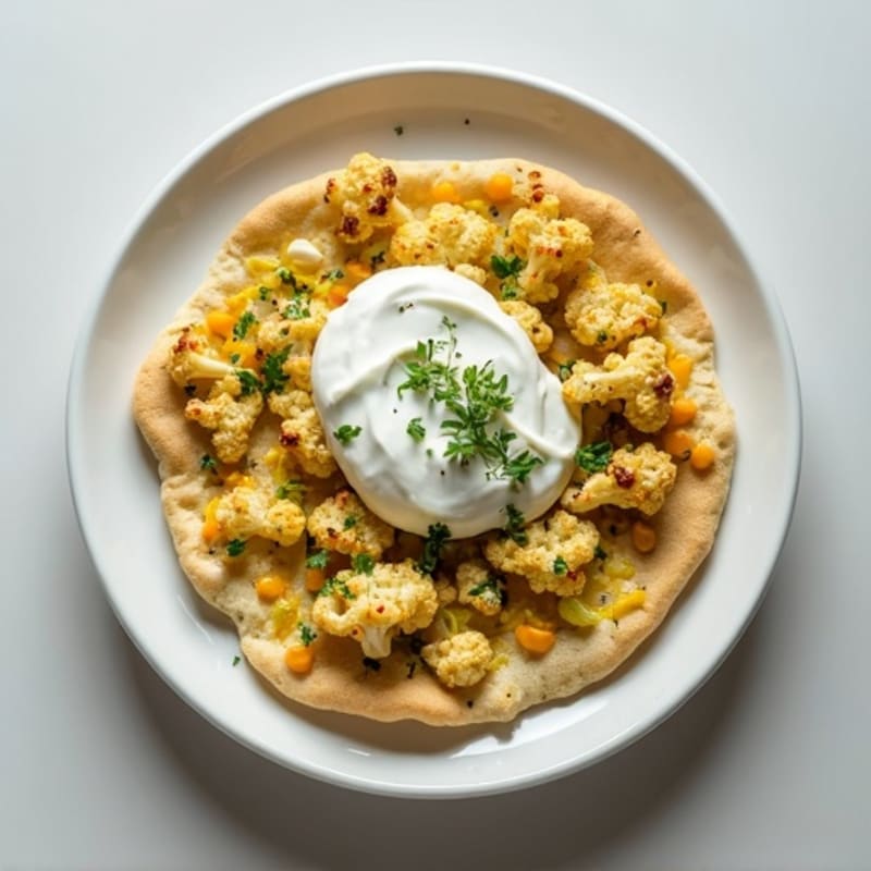 Herb-Garlic Cauliflower Naan with Greek Yogurt Spread