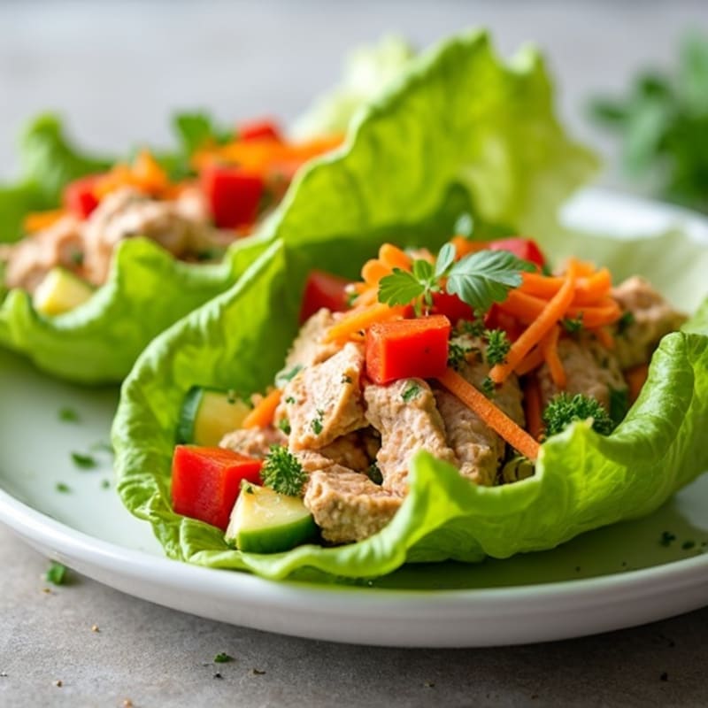 Fresh Tuna and Crunchy Veggie Lettuce Wraps