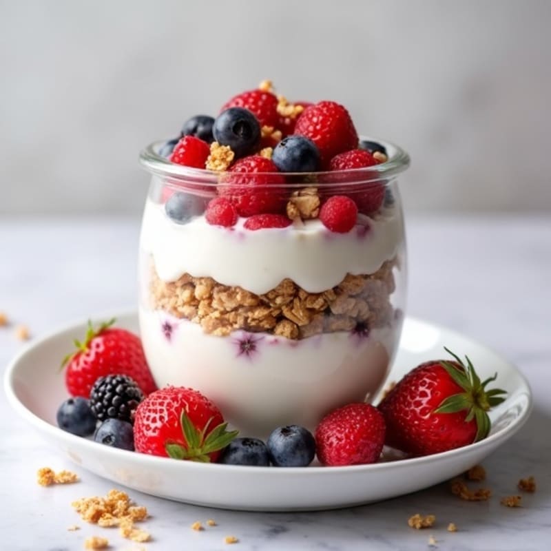 Greek Yogurt Protein Parfait with Mixed Berries