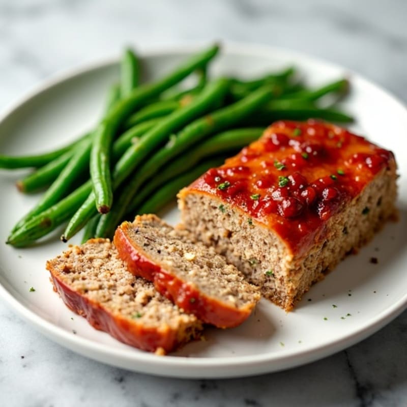 Lean Savory Meatloaf with Roasted Green Beans