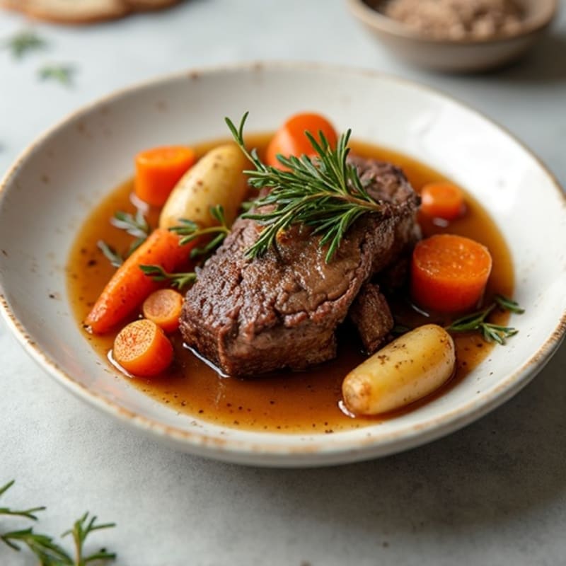 Herb-Garlic Braised Pot Roast with Root Vegetables