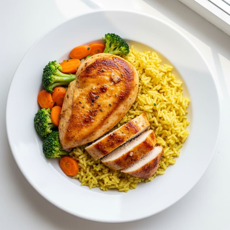 Golden Pan-Seared Chicken with Fragrant Rice