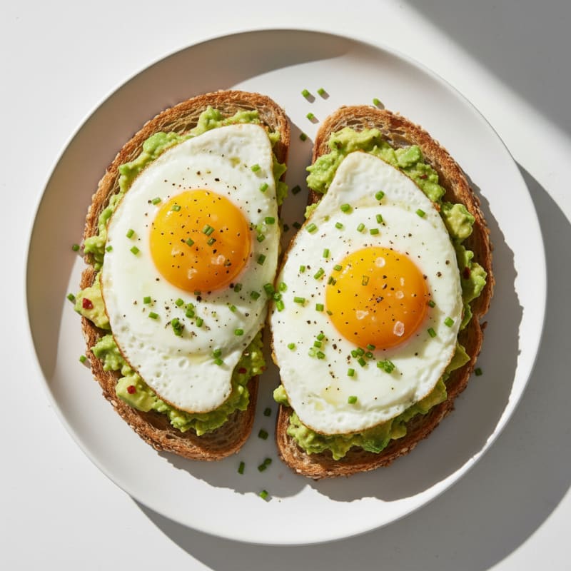 Creamy Avocado Toast with Golden Fried Eggs
