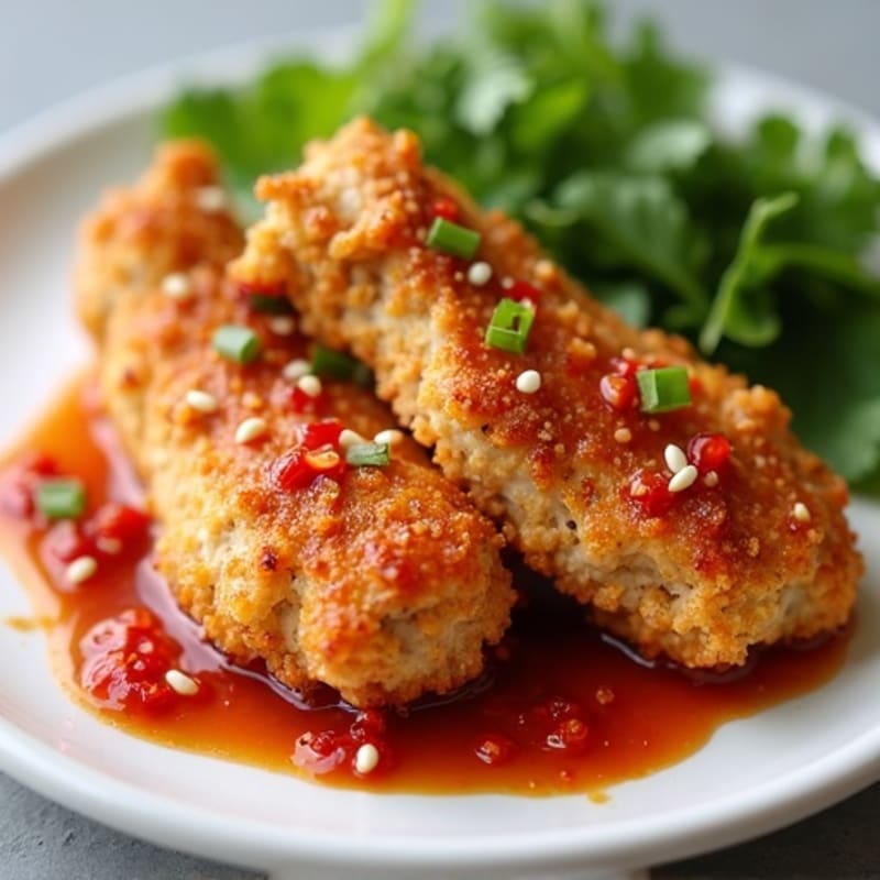 Crispy Baked Chicken with Sweet and Spicy Sesame Garlic Sauce