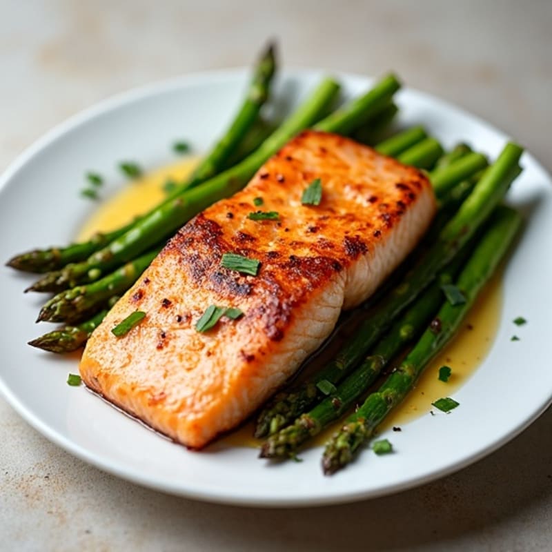 Crispy Pan-Seared Salmon with Roasted Asparagus