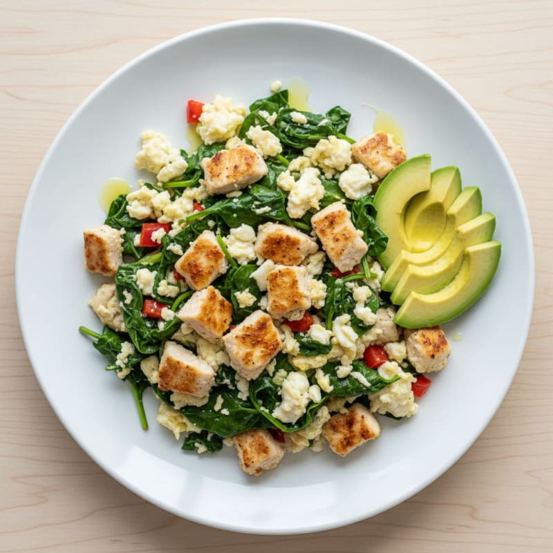 Chicken and Spinach Egg White Scramble
