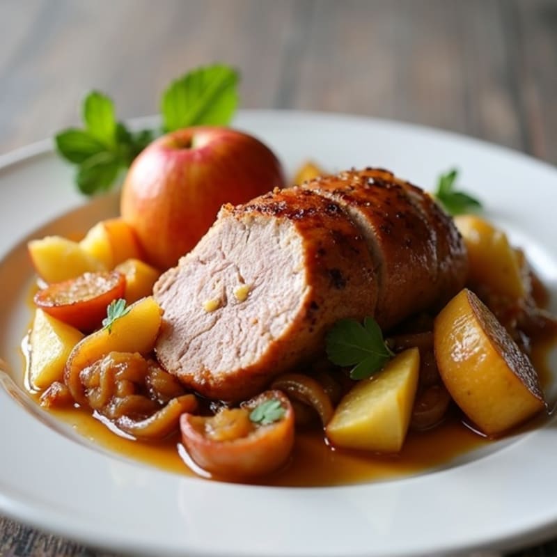 Pork Tenderloin with Roasted Apples and Sweet Caramelized Onions