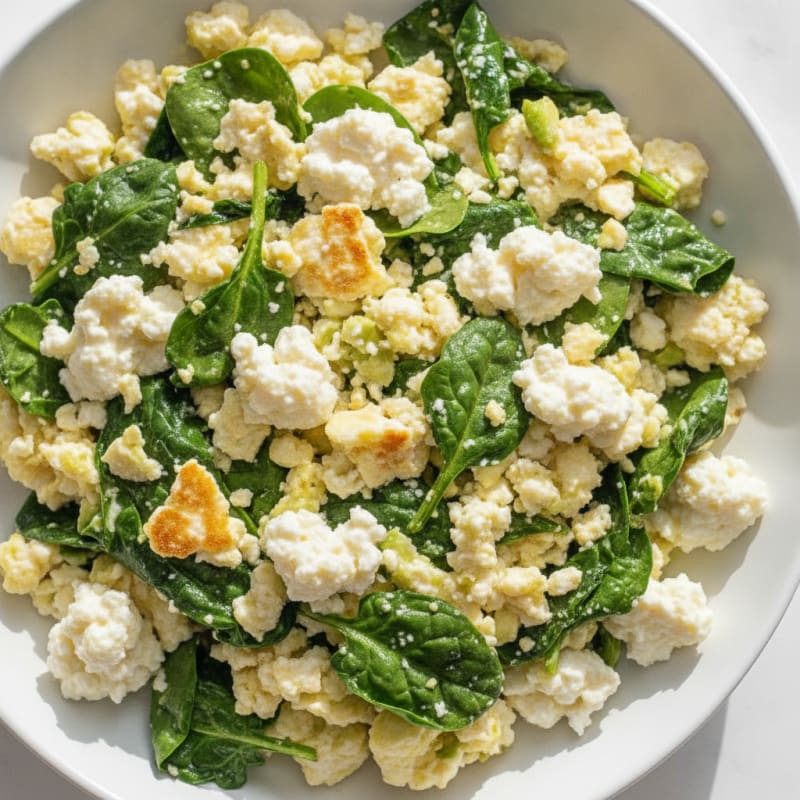 Egg White and Cottage Cheese Scramble with Spinach