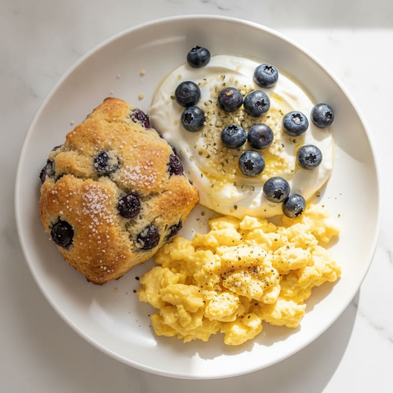 Blueberry Scone and Yogurt Breakfast