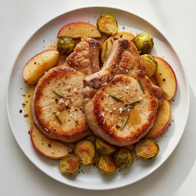 Pan-Seared Pork Chops with Roasted Apples