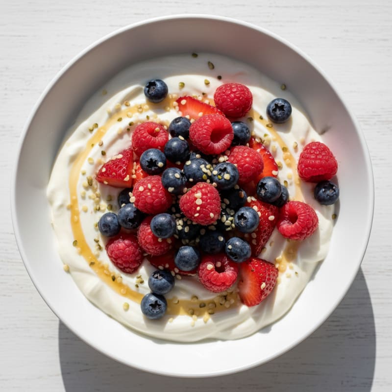 Silky Vanilla Protein Yogurt with Mixed Berries