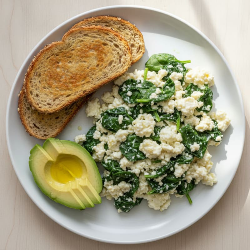 Egg White and Cottage Cheese Scramble with Spinach