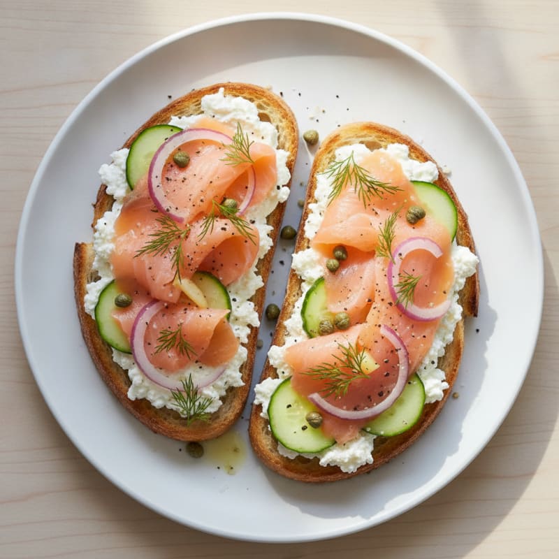 Smoked Salmon Sourdough Toast with Cottage Cheese