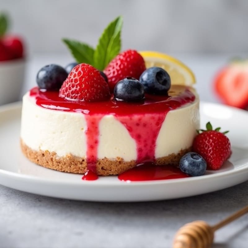 Silky Protein Cheesecake with Mixed Berries
