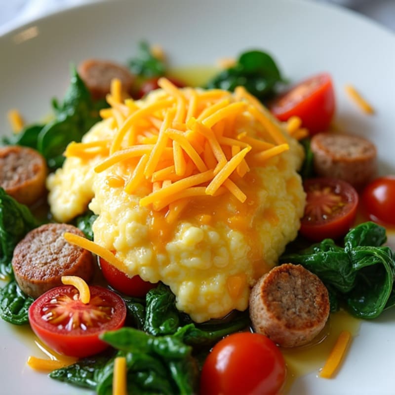 Egg White and Turkey Sausage Scramble with Spinach