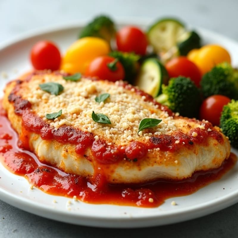 Crispy Baked Chicken Parmesan with Roasted Vegetables