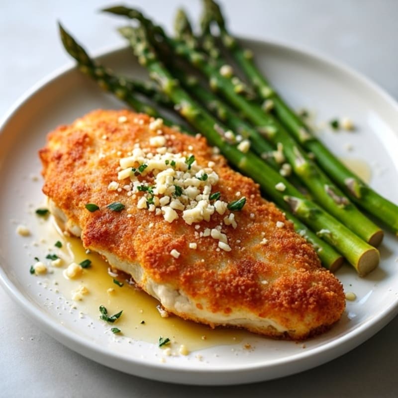 Crispy Chicken Parmesan with Roasted Asparagus