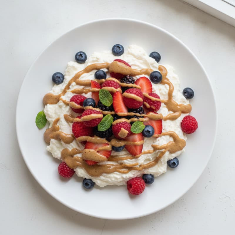 Greek Yogurt Protein Mousse with Mixed Berries