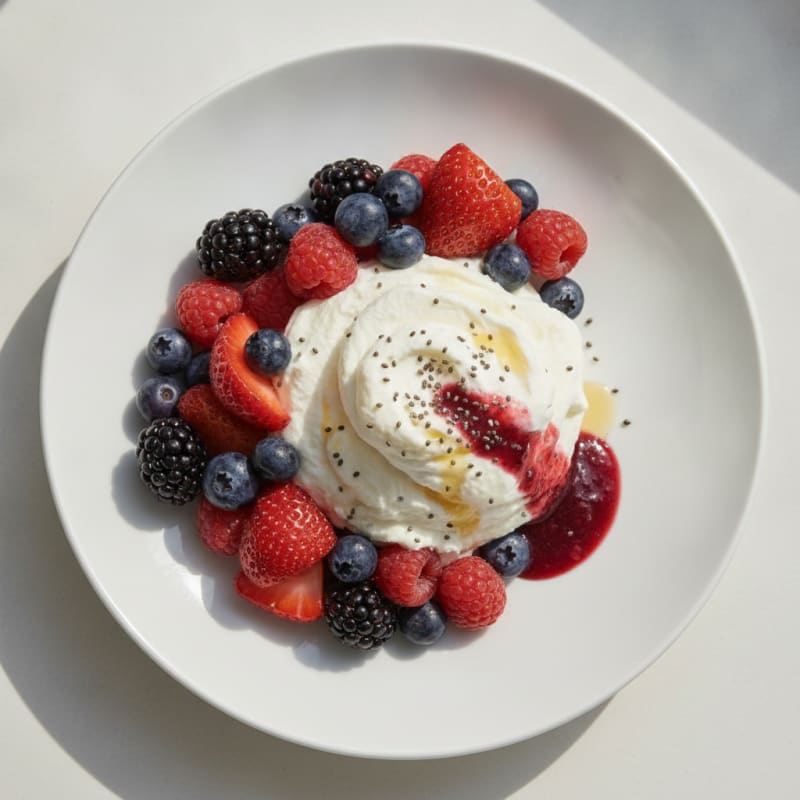Greek Yogurt Protein Mousse with Mixed Berries