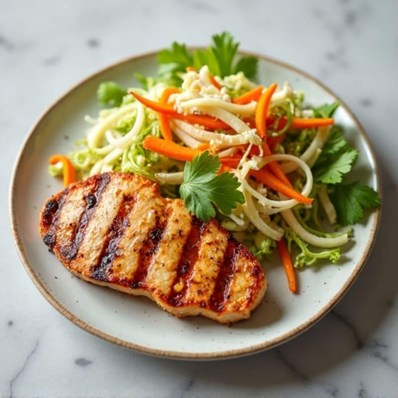 Grilled Chicken Breast with Crunchy Cabbage Slaw