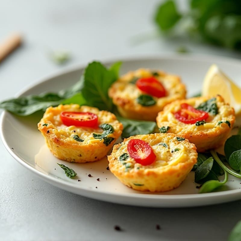 Baked Egg White Bites with Spinach, Red Pepper, and Creamy Cottage Cheese