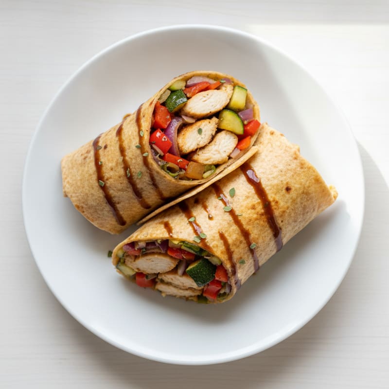 Savory Chicken and Balsamic Roasted Vegetable Wrap