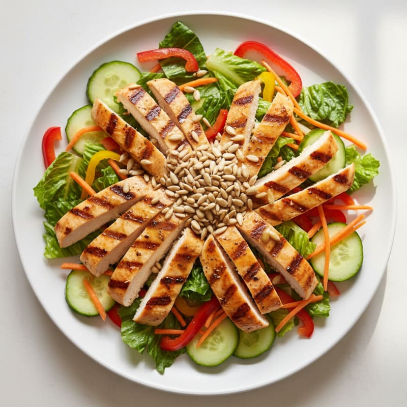 Grilled Chicken and Crunchy Vegetable Salad with Lemon Vinaigrette