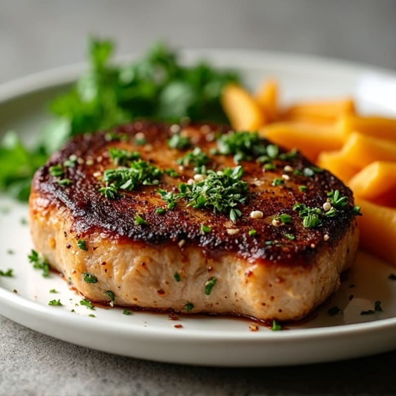 Herb-Crusted Pan-Seared Ribeye with Roasted Garlic