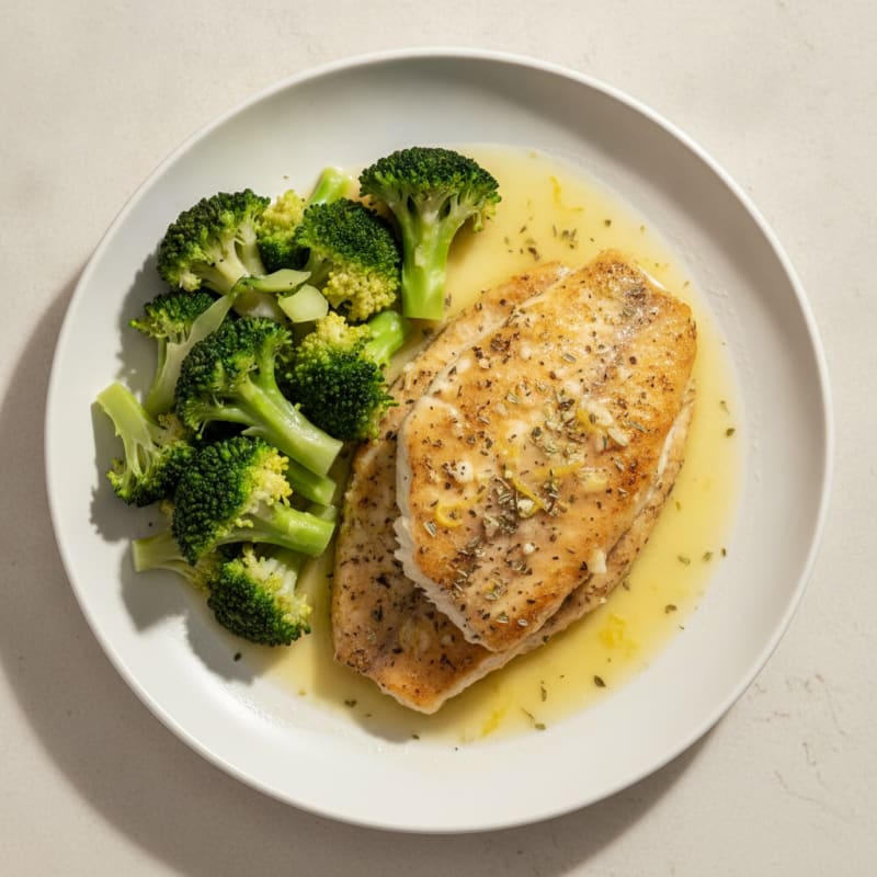 Lemon Herb Tilapia with Steamed Broccoli