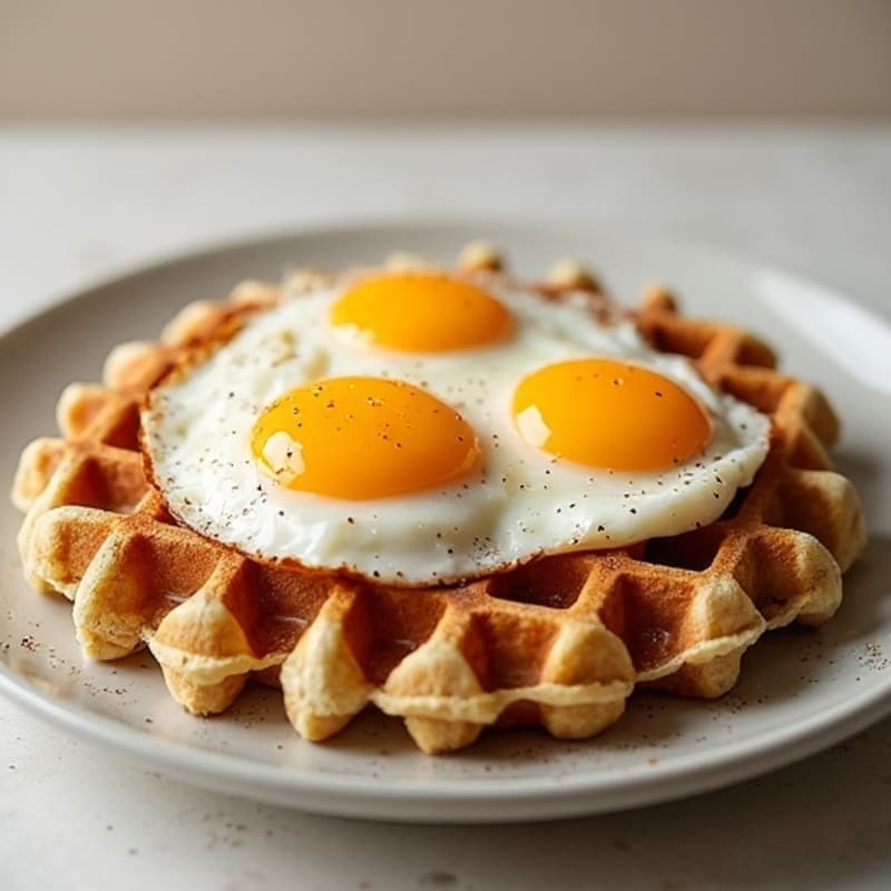Protein-Packed Almond Flour Waffles with Sunny-Side Eggs