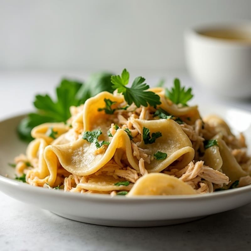 Lightened-Up Shredded Chicken and Herb Dumplings