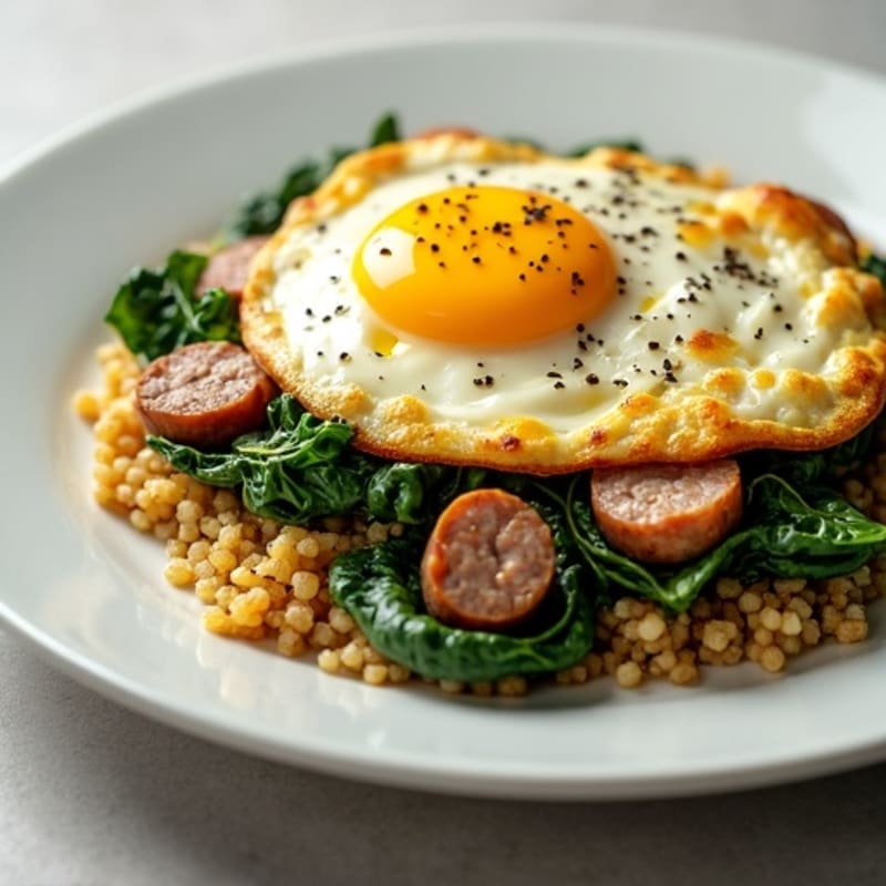 Egg White and Turkey Sausage Scramble with Spinach and Quinoa