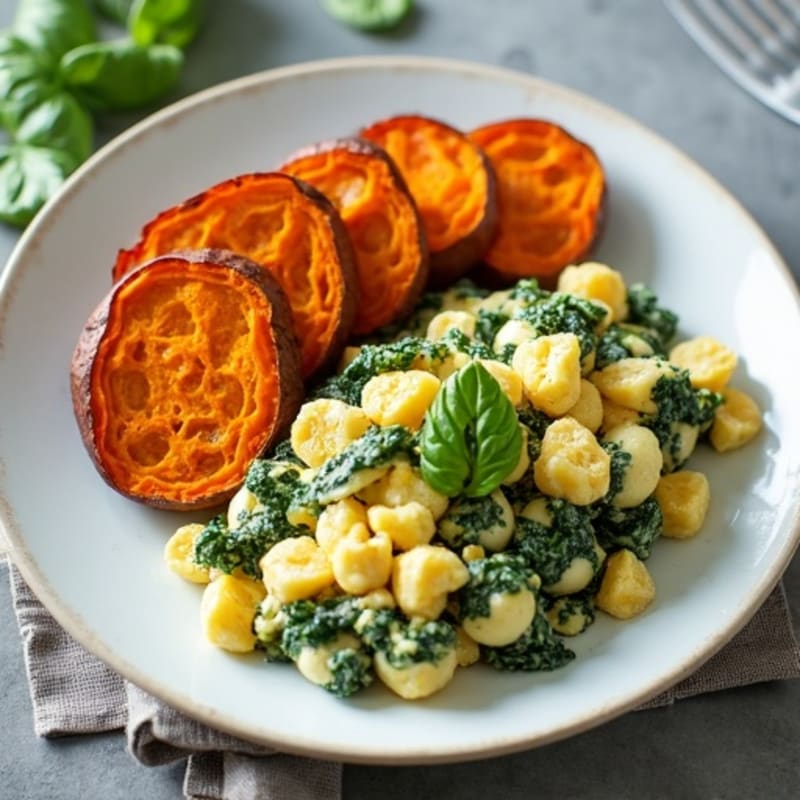 Savory Spinach Egg Scramble with Crispy Sweet Potatoes
