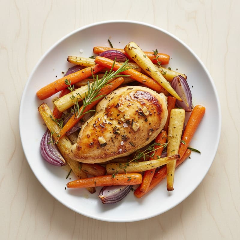 Garlic Herb Roasted Chicken with Root Vegetables