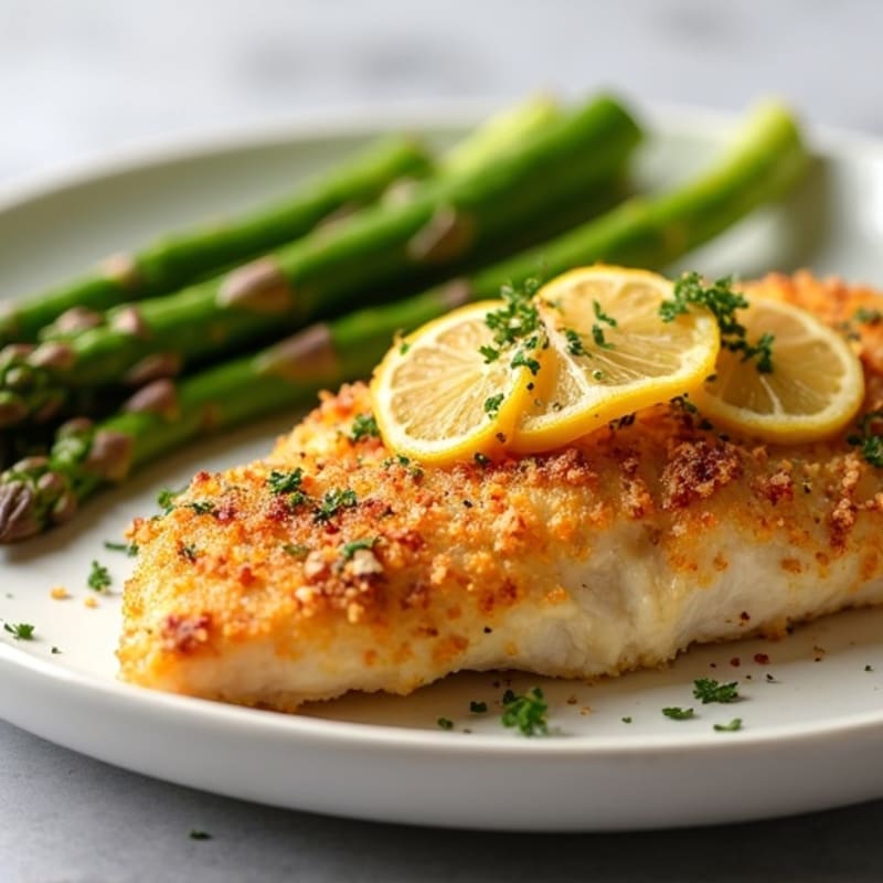 Crispy Lemon Herb Chicken with Roasted Asparagus