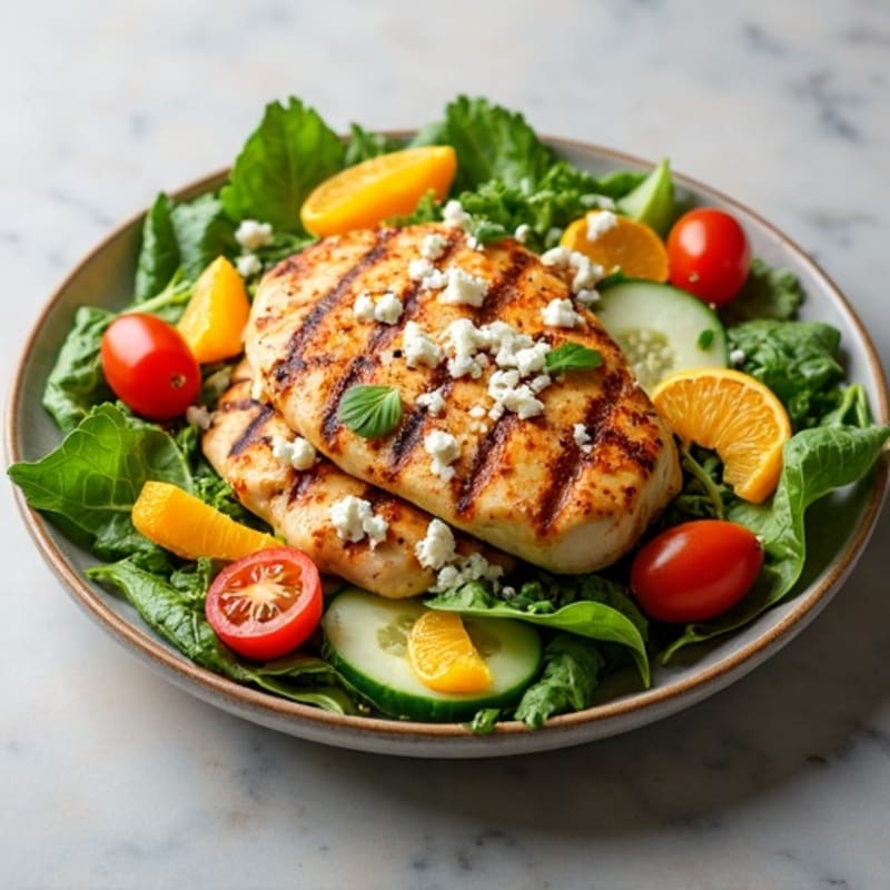 Grilled Chicken Salad with Crunchy Greens and Citrus Vinaigrette