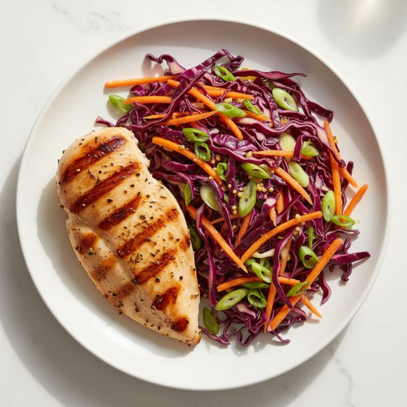 Grilled Chicken Breast with Crunchy Cabbage Slaw