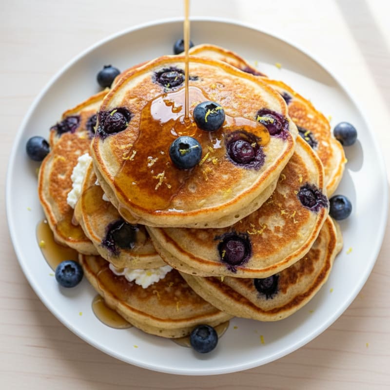 Blueberry Ricotta Pancakes with Lemon Zest