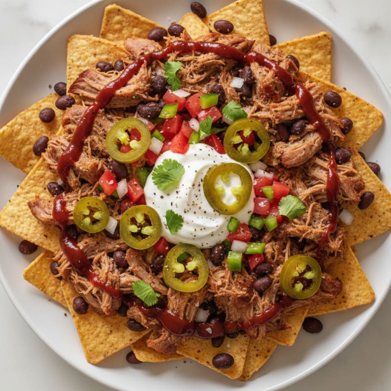 Pulled Pork Nachos with Pickled Jalapeños