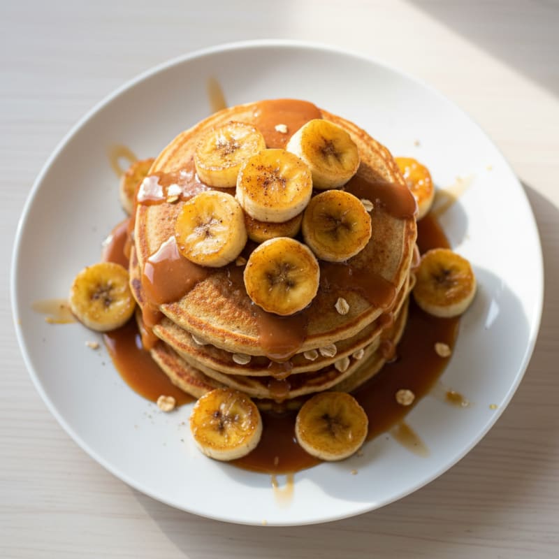 Golden Caramelized Banana Pancakes
