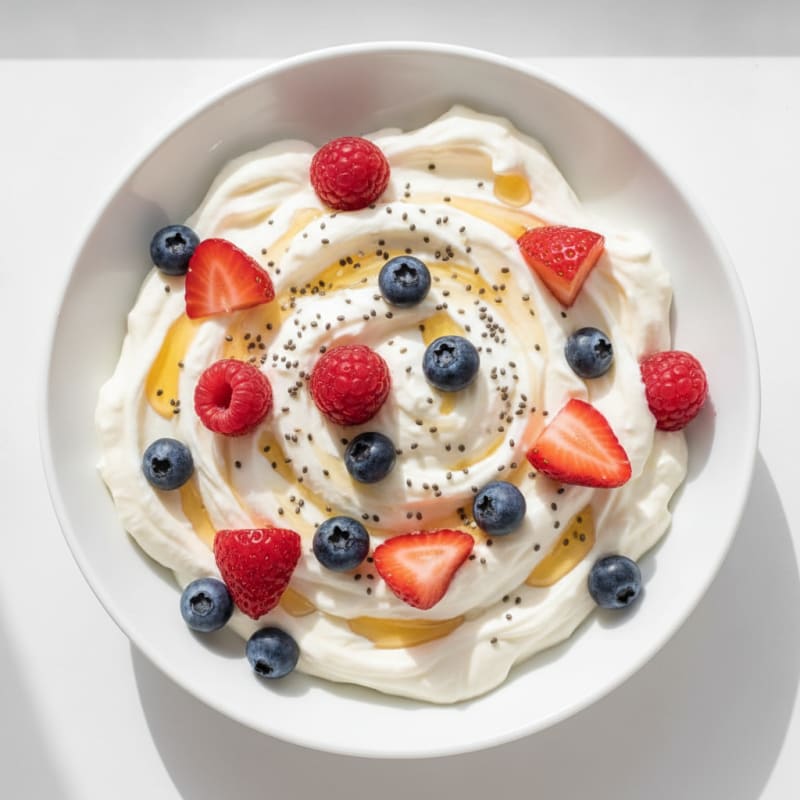 Silky Greek Yogurt Protein Mousse with Mixed Berries