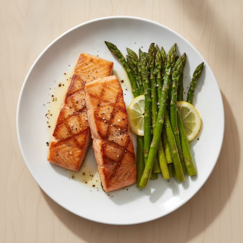 Pan-Seared Salmon with Roasted Asparagus