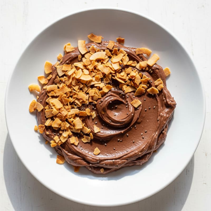 Silky Chocolate Protein Pudding with Toasted Coconut