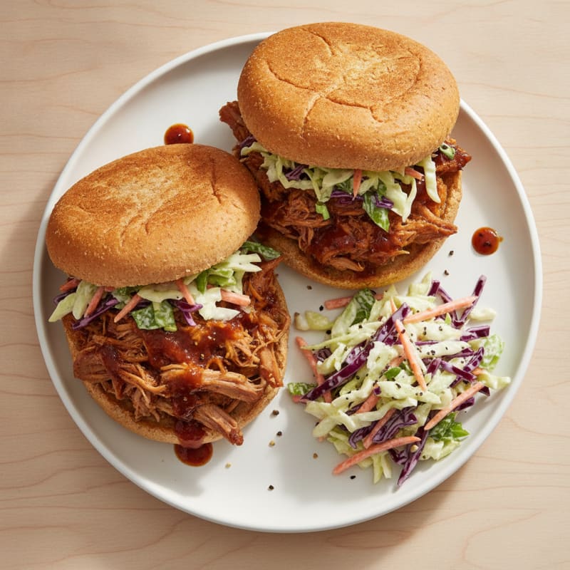 BBQ Pulled Pork Sandwiches with Coleslaw