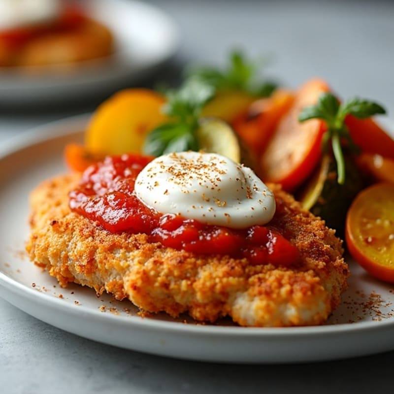 Healthy Crispy Chicken Parmesan with Roasted Vegetables
