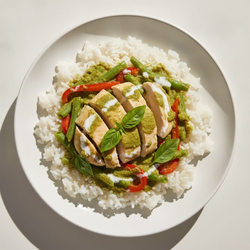 Green Curry Chicken with Coconut Rice